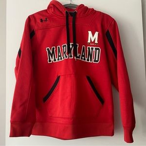 Men’s Unisex Under Armour Maryland Lacrosse College Red Hooded Sweatshirt